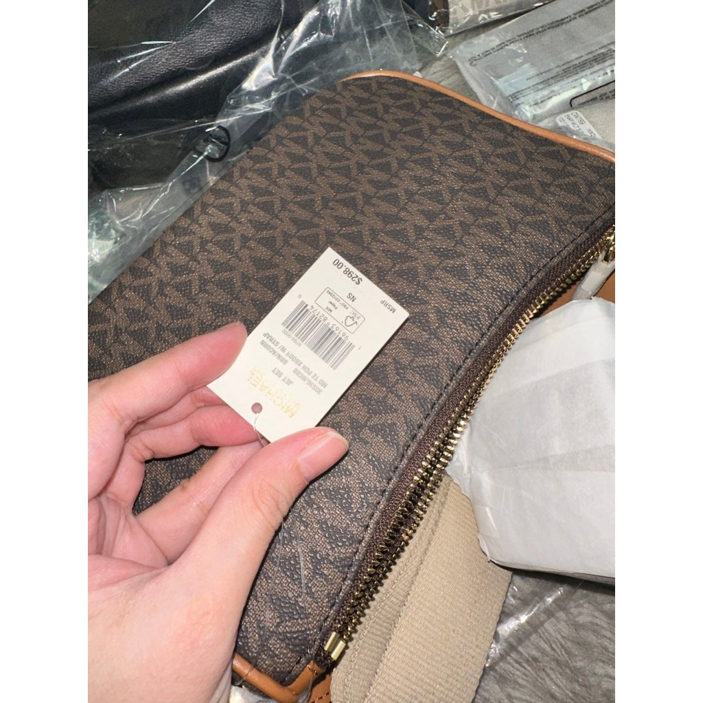 ORIG & IMPORTED MK Jet Set Medium Signature Logo Crossbody Brown Bag with Case for Apple AirPods