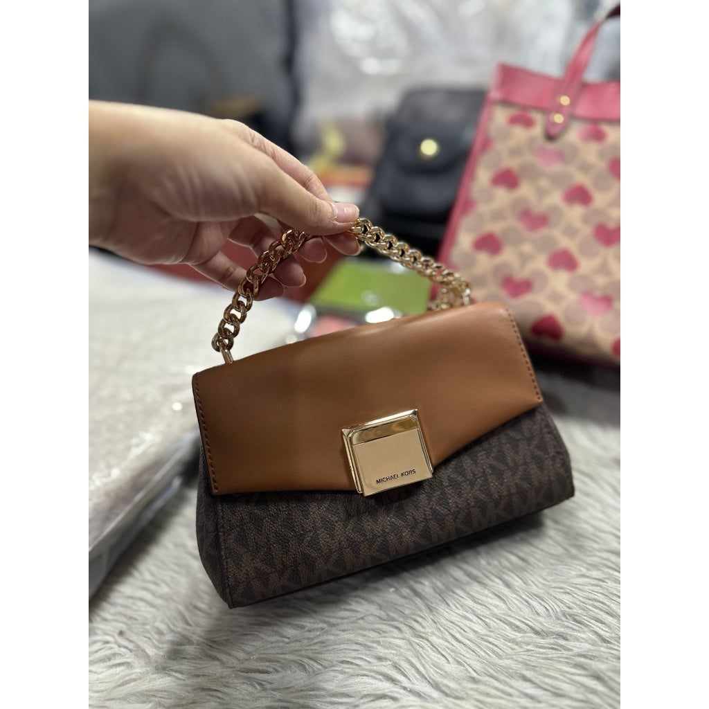 ORIG PRELOVED  MK Lita Small Leather Crossbody Bag Brown