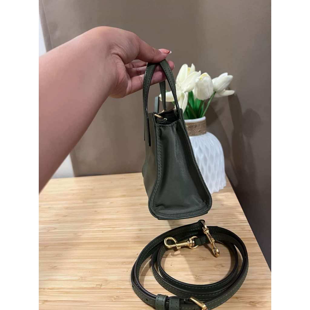 ORIG PRELOVED  TB Ella Nylon Mini Tote Crossbody Bag Purse in Green