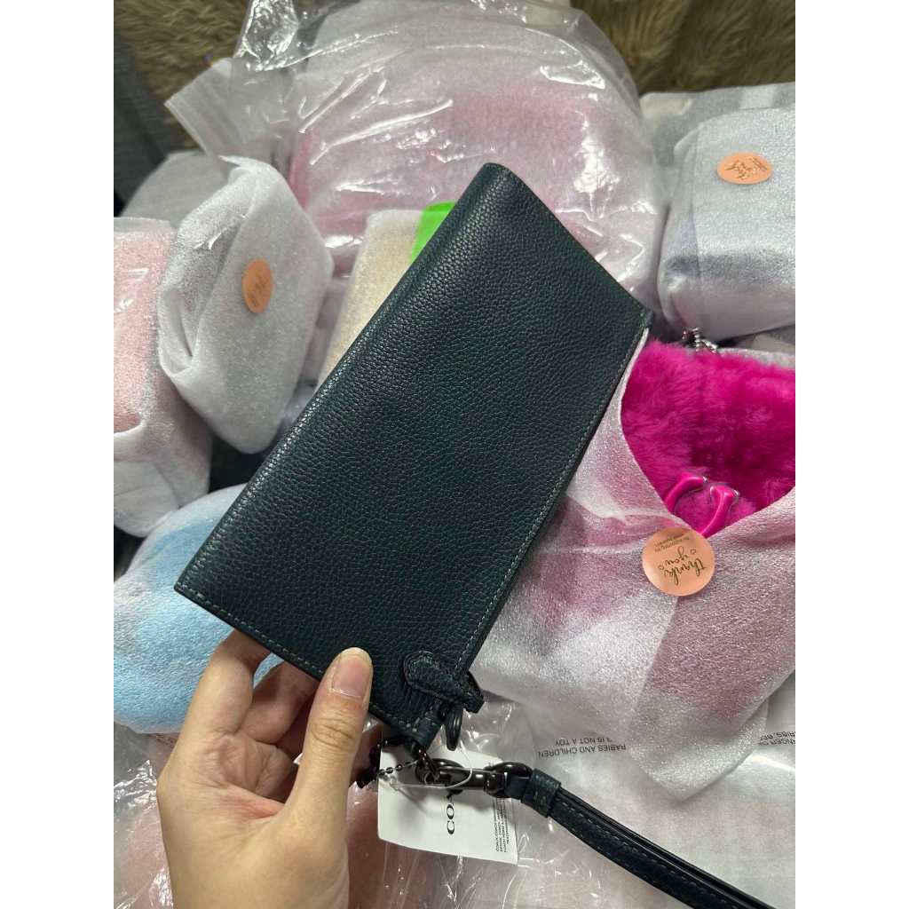 ORIG & IMPORTED CCH RARE Retail Double Zip Long Phone Wallet Phone Wristlet Forest Green