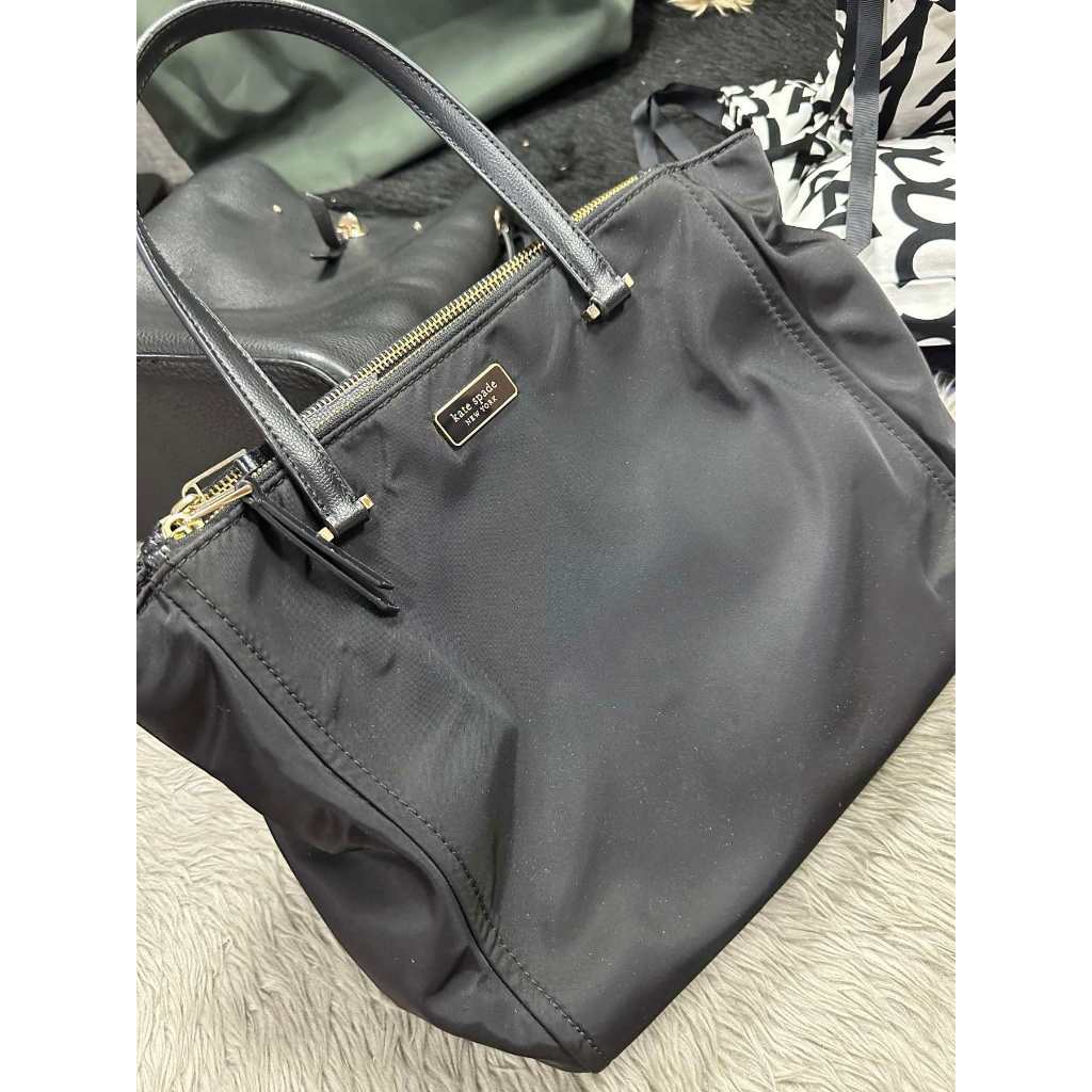 ORIG Preloved KS Dawn Medium Satchel Double zip Nylon Bag Black