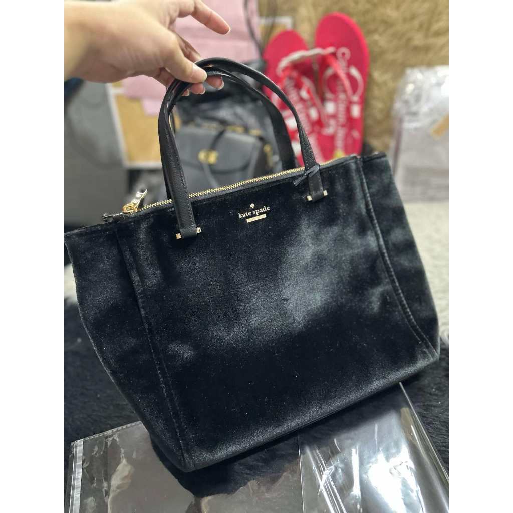 ORIG & IMPORTED KS Dawn Place Velvet Small Kona Satchel Black Bag