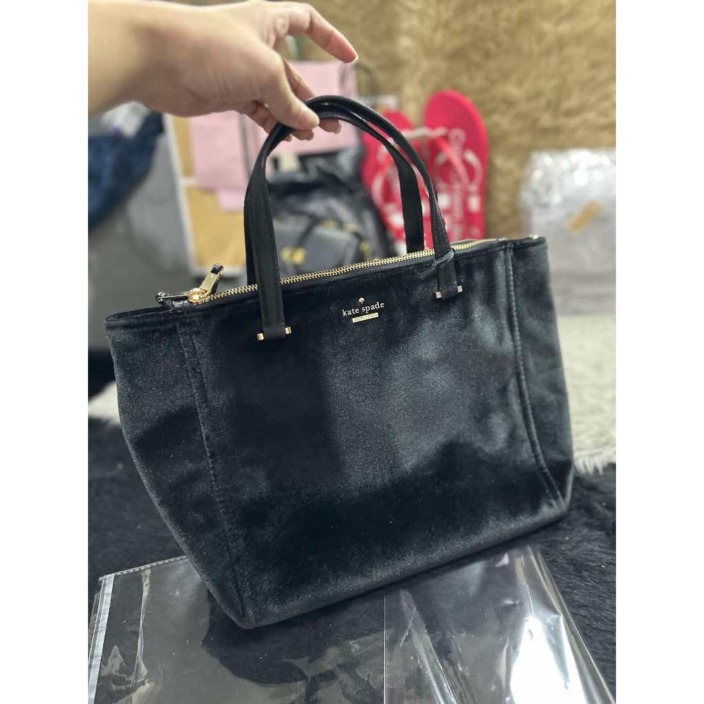 ORIG & IMPORTED KS Dawn Place Velvet Small Kona Satchel Black Bag