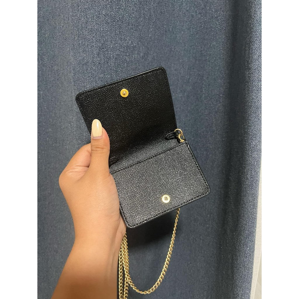 ORIG Preloved CCH MWOC Mini Wallet On A Chain Micro Bag Black Brown