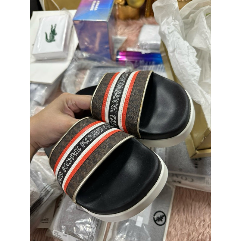 SALE! MK with flaw Tyra Logo Tape Slides Sandals