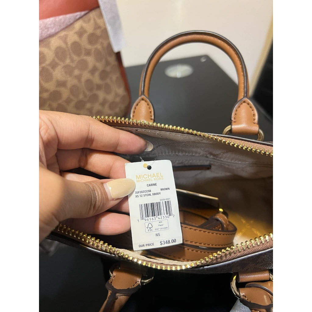 ORIG & IMPORTED MK Carine Extra-Small Mini Logo Satchel Brown Bag