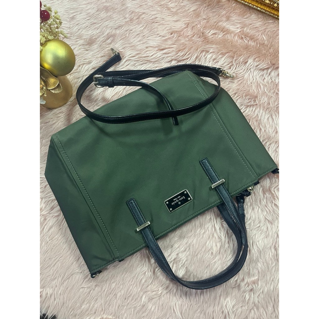 ORIG Preloved KS Dawn Medium Satchel Nylon Bag Olive Green
