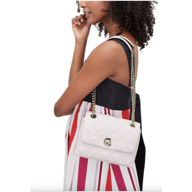 ORIG Preloved KS Natalia Quilted Small Flap Crossbody Bag in Parchment White
