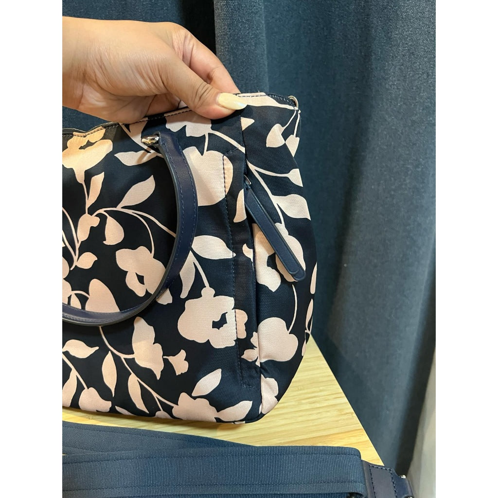 ORIG Preloved KS Jae Garden Floral Vine Medium Satchel Nylon Bag