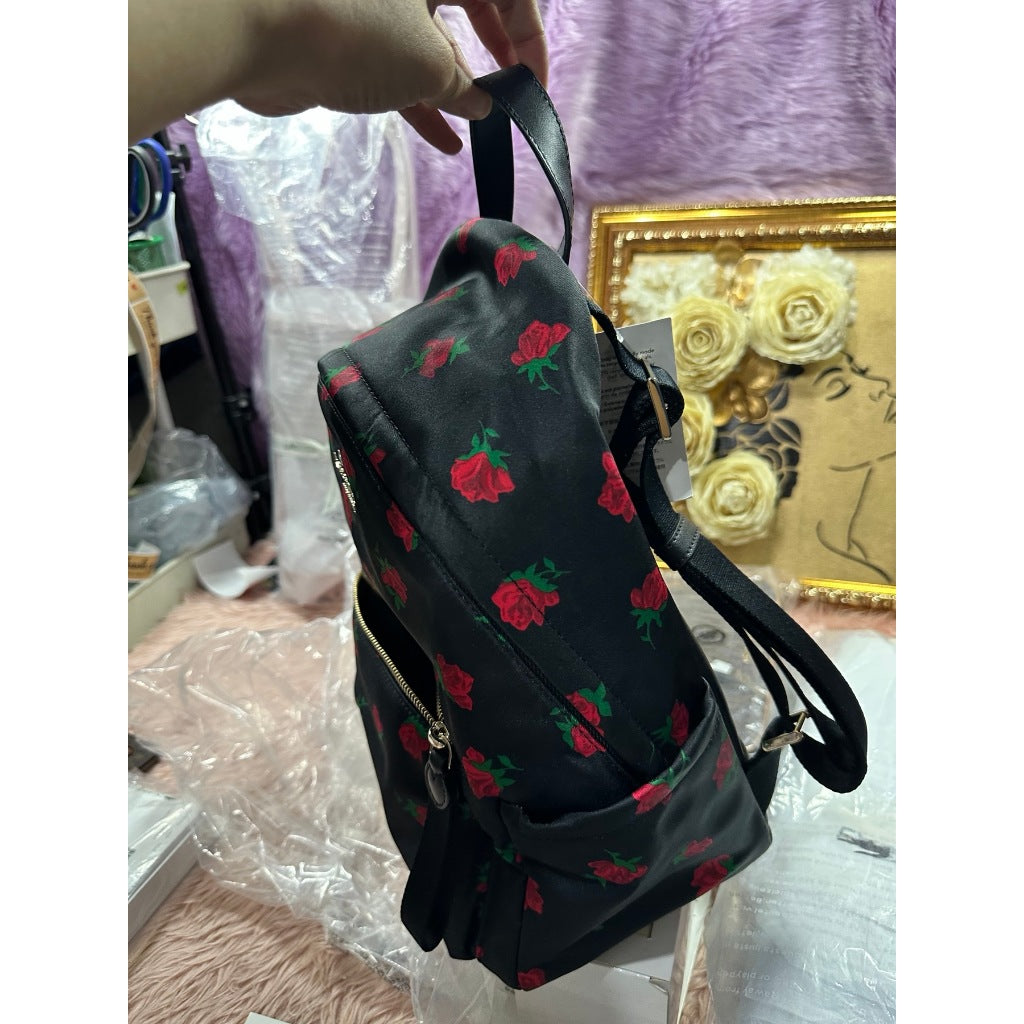 ORIG & IMPORTED KS Chelsea Medium Black Nylon Backpack Rose Toss