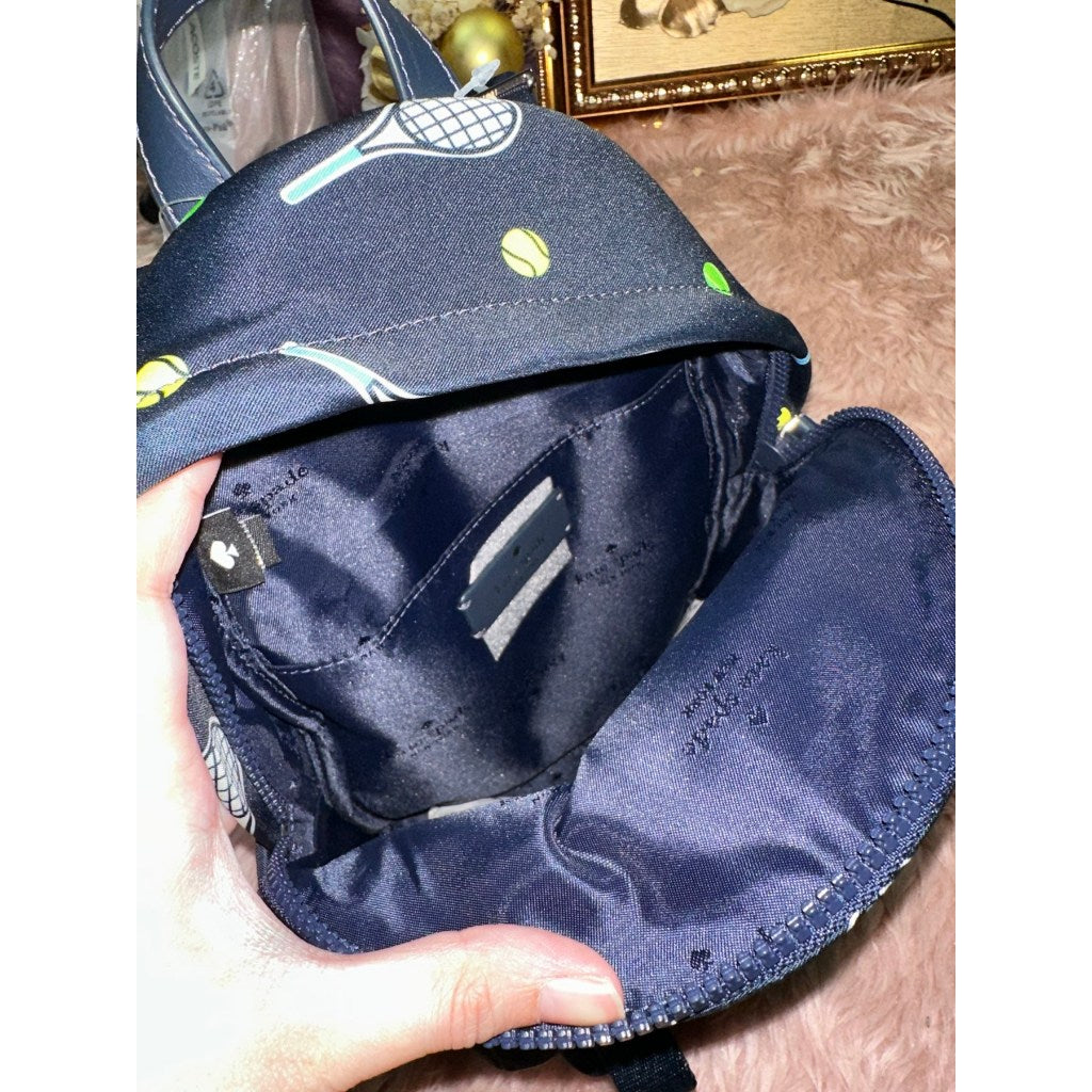 ORIG & IMPORTED KS Chelsea Racquet And Ball Printed Mini Nylon Blue Backpack Bag