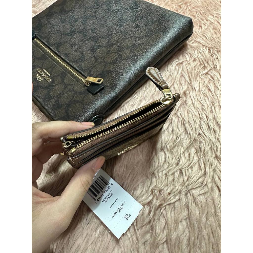 ORIG & IMPORTED Preloved CCH Mini Skinny Id Case Slim Small Wallet Khaki Brown