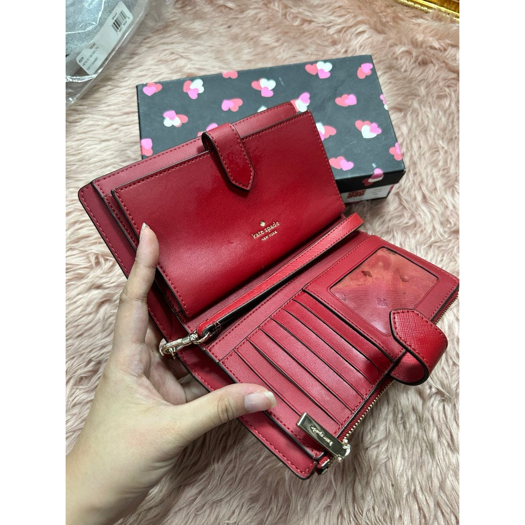 ORIG & IMPORTED Preloved KS Staci Heart Pop Printed Boxed Phone Wristlet Red Long Wallet