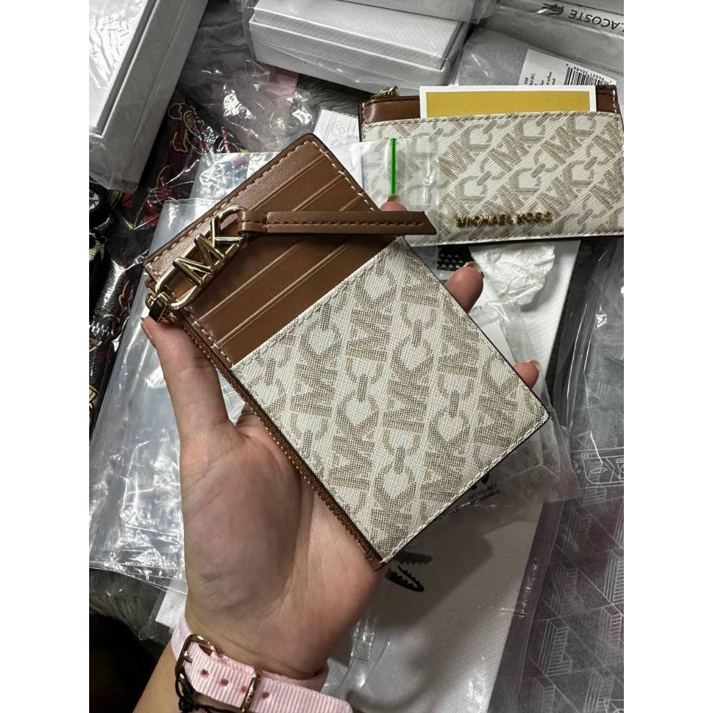 ORIG & IMPORTED MK Empire Large Card Case Slim Wallet Brown White