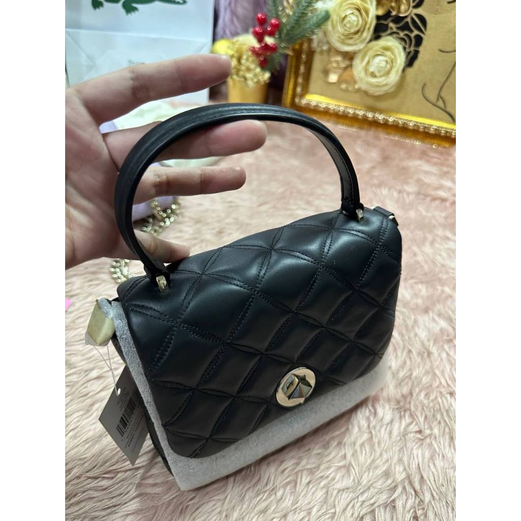 ORIG & IMPORTED KS Natalia Top Handle Square Quilted Black Bag