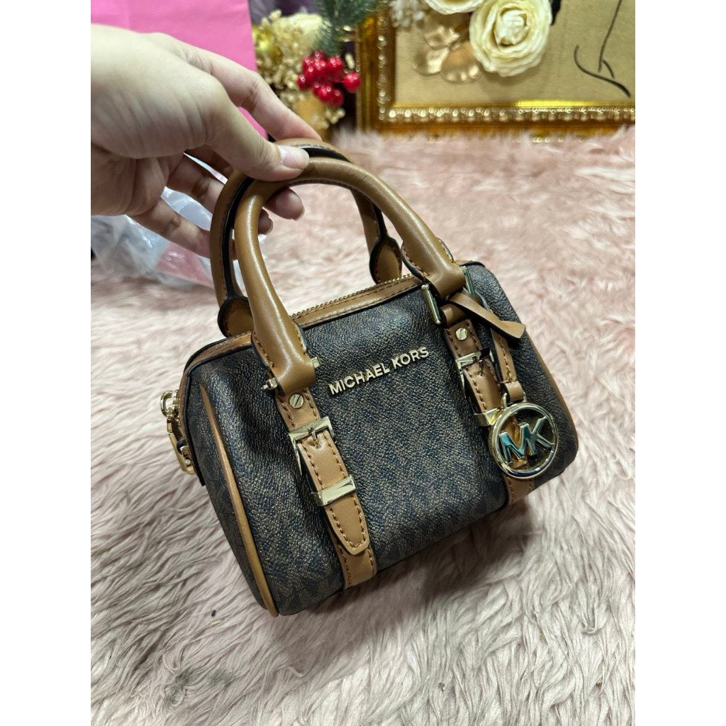 ORIG Preloved MK Bedford Legacy Extra-Small Duffle Crossbody Micro Brown Bag