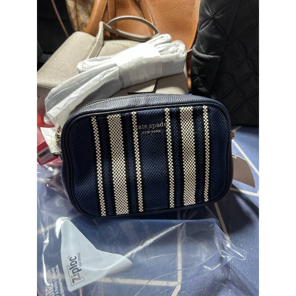 ORIG & IMPORTED KS Astrid Canvas Stripe Medium Crossbody Bag Blue