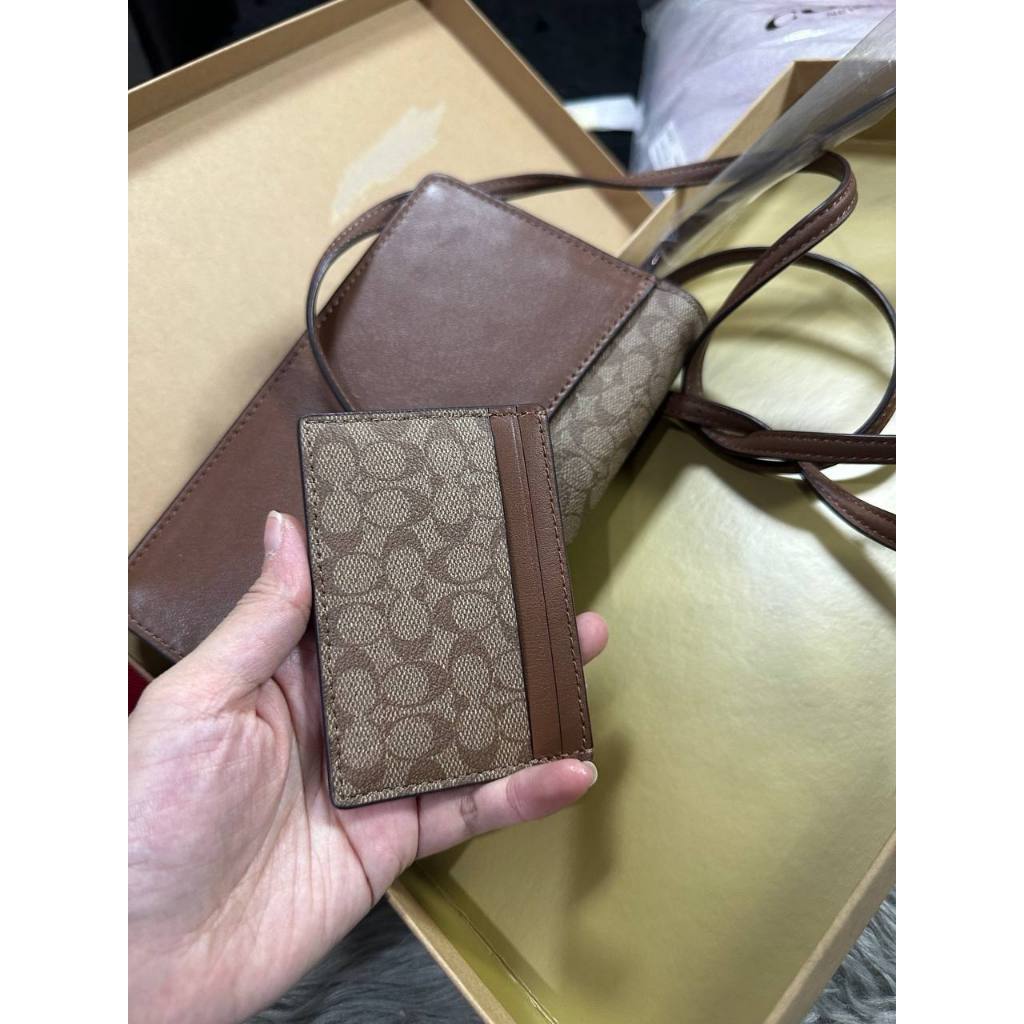 ORIG & IMPORTED CCH Anna Foldover Clutch Crossbody Small Bag & Card Wallet Set Khaki Brown