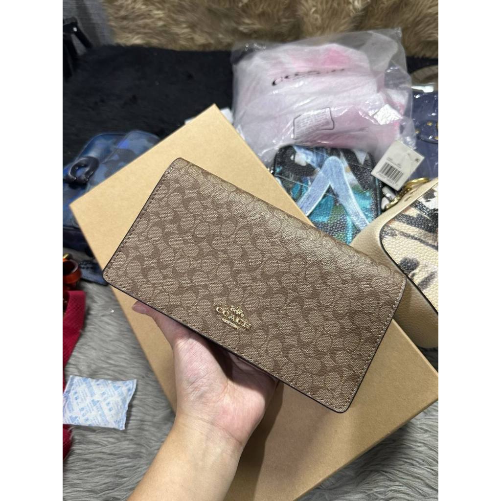 ORIG & IMPORTED CCH Anna Foldover Clutch Crossbody Small Bag & Card Wallet Set Khaki Brown