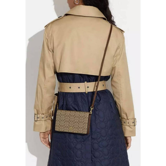 ORIG & IMPORTED CCH Anna Foldover Clutch Crossbody Small Bag & Card Wallet Set Khaki Brown