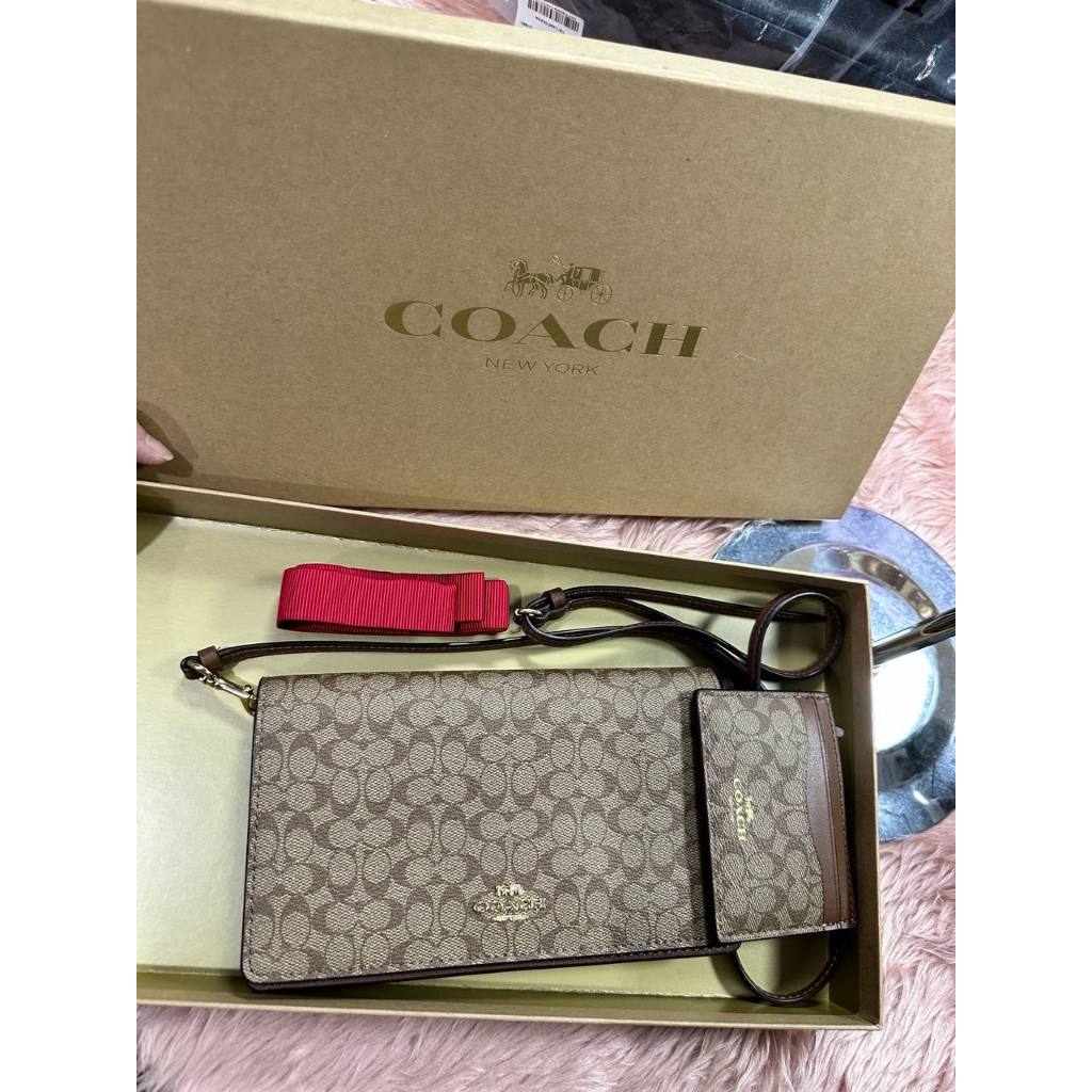 ORIG & IMPORTED CCH Anna Foldover Clutch Crossbody Small Bag & Card Wallet Set Khaki Brown