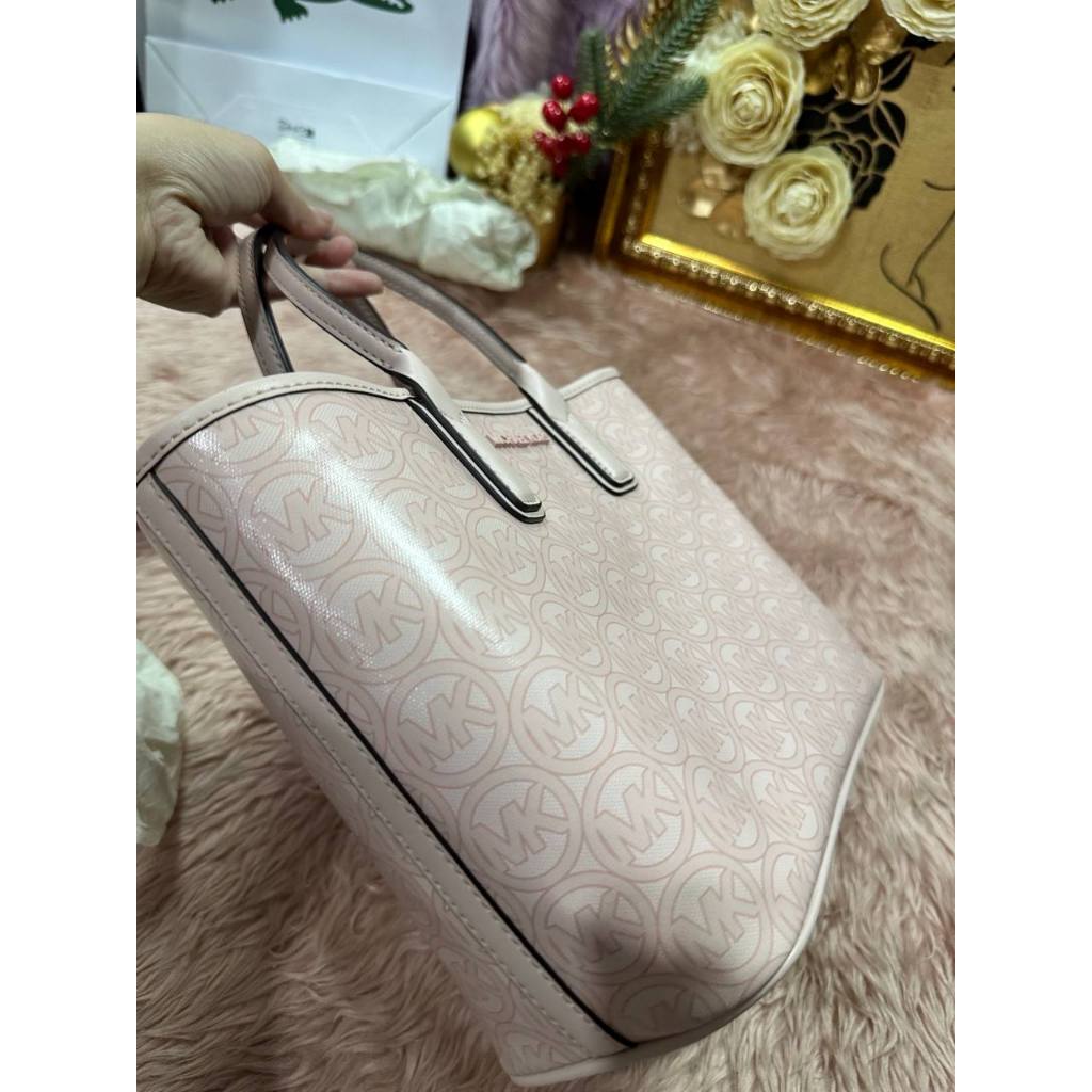 ORIG & IMPORTED MK Jodie Small Logo Jacquard Tote Bag Pink