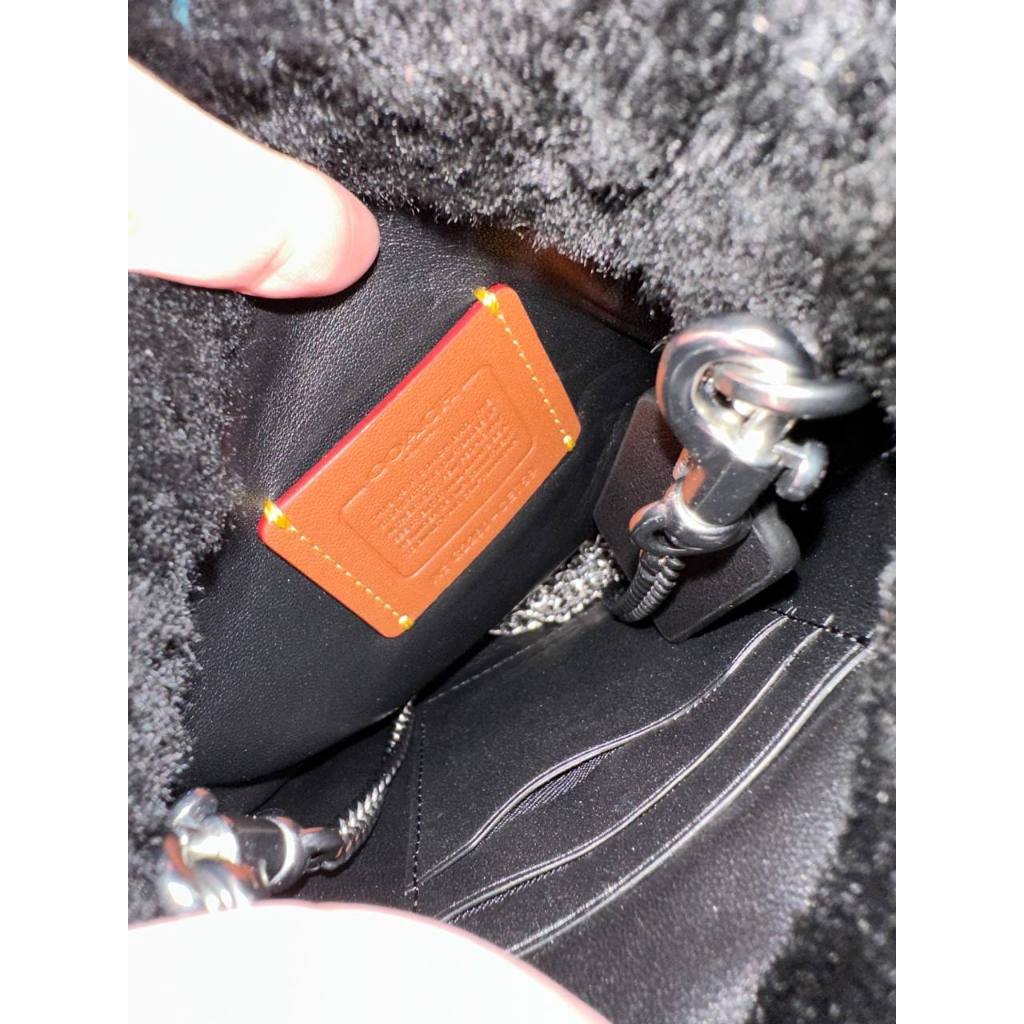 ORIG & IMPORTED CCH Drawstring Pouch In Shearling Fur Black Small Chain Bag