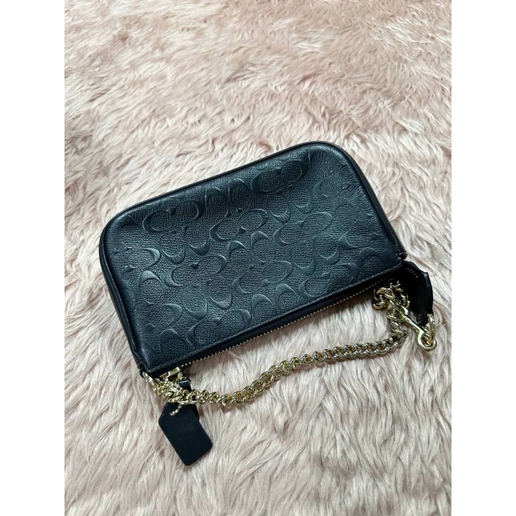 ORIG Preloved CCH Nolita 10 Large Chain Wristlet Signature Leather Black Small Bag