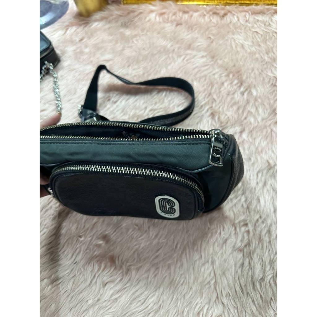 ORIG Preloved CCH Court Belt Black Green Bag Nylon