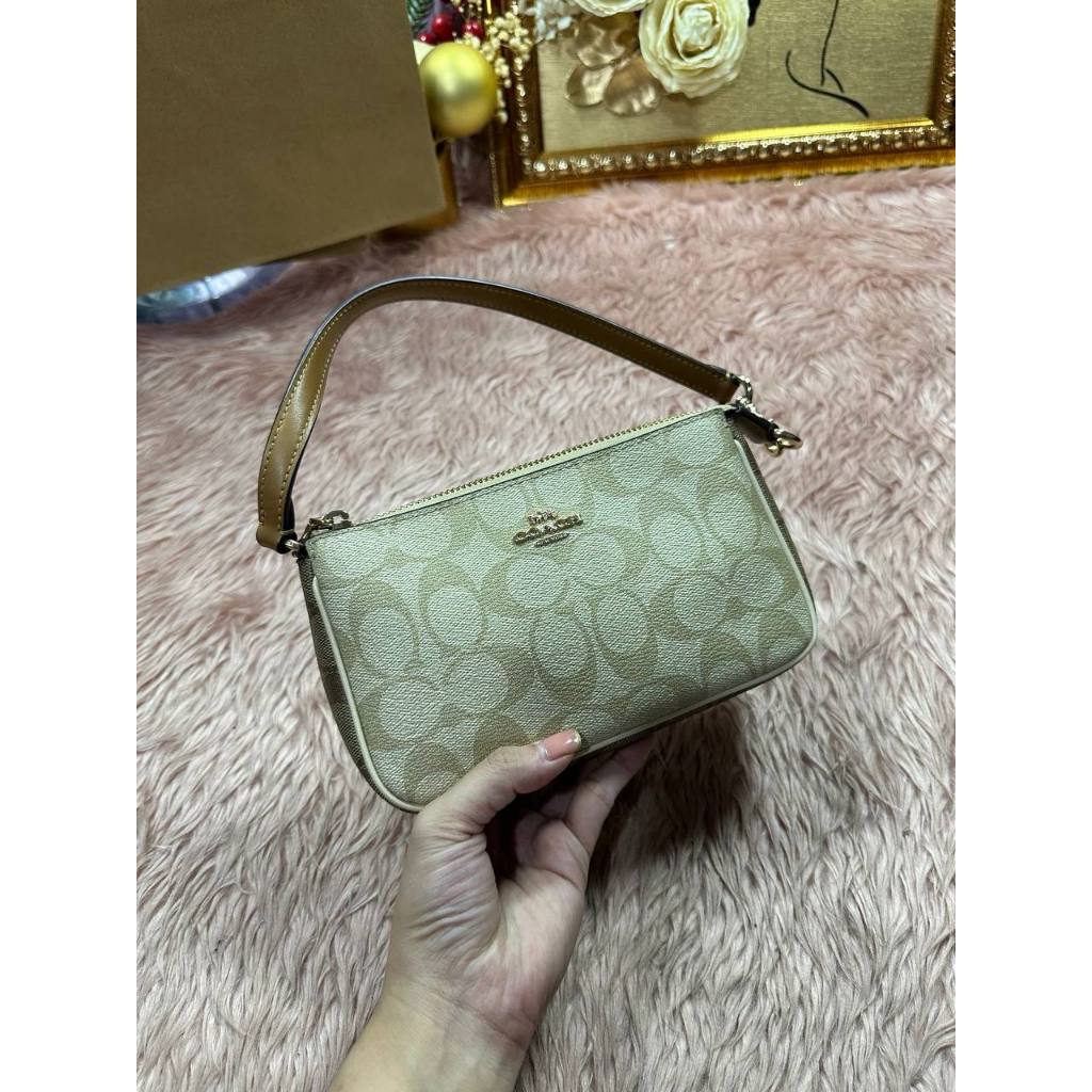 ORIG Preloved CCH Nolita 19 In Signature Canvas Small Khaki Saddle Bag