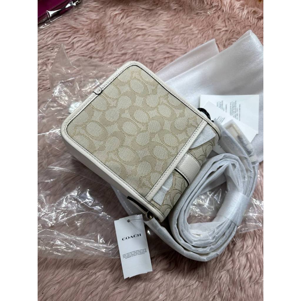 ORIG & IMPORTED CCH North/South Lonnie Phone Crossbody Small Bag In Signature Jacquard White