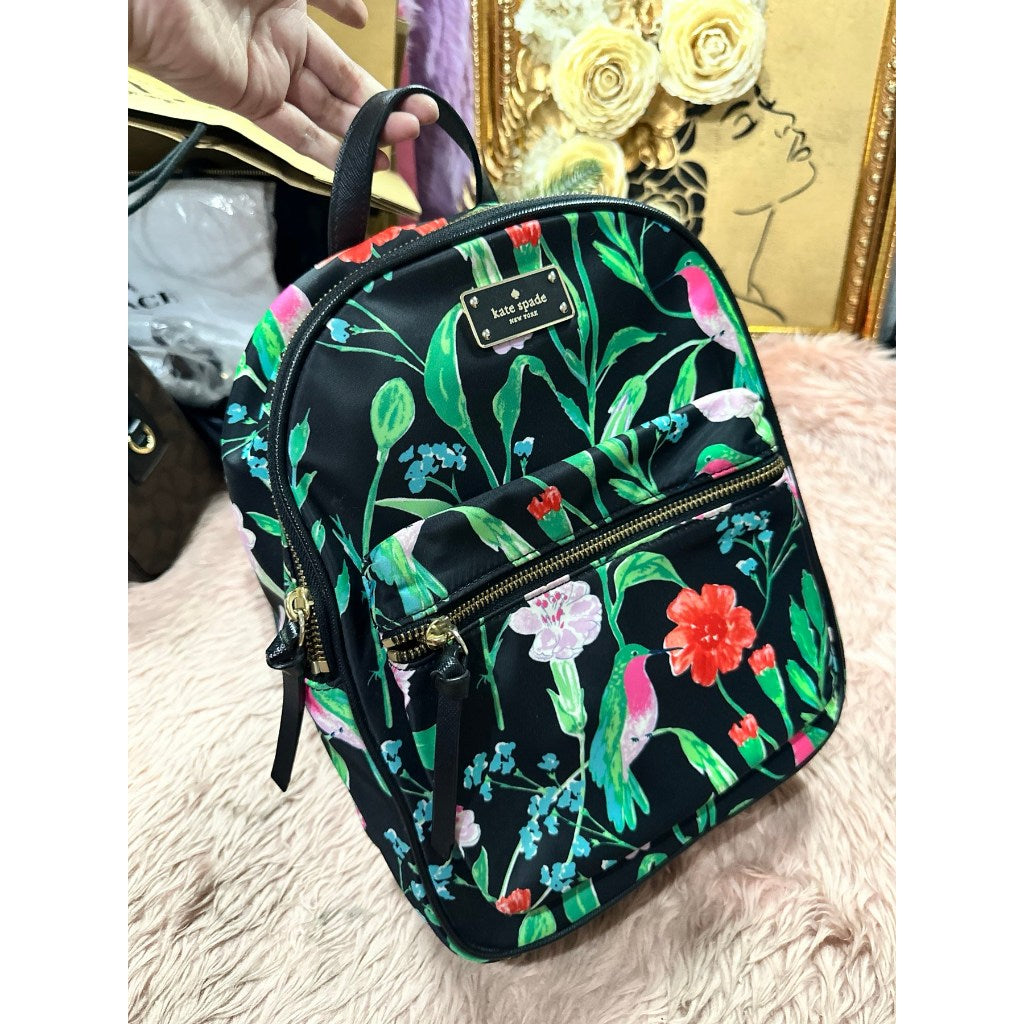 ORIG Preloved KS Wilson Road Botanical Small Bradley Nylon Floral Green Backpack