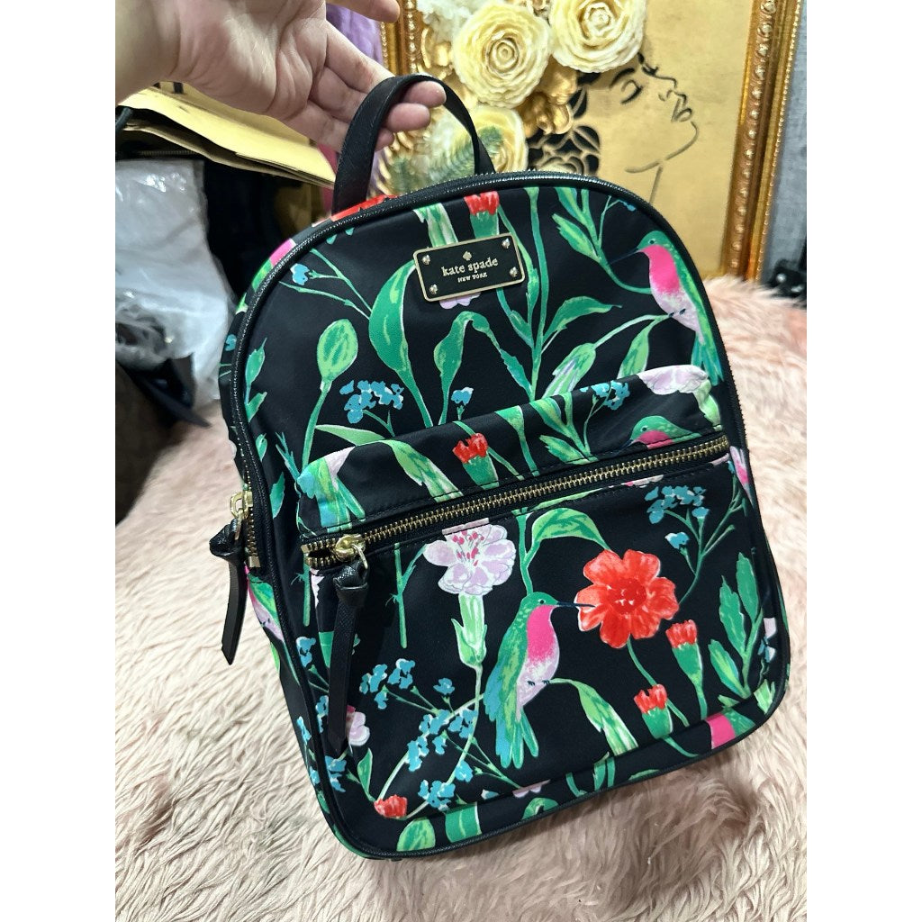 ORIG Preloved KS Wilson Road Botanical Small Bradley Nylon Floral Green Backpack