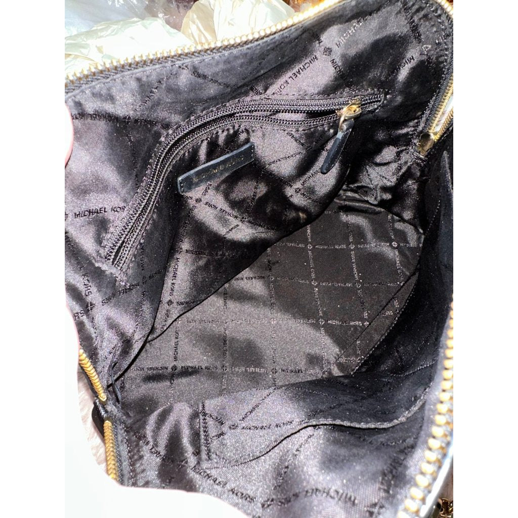 ORIG Preloved MK Jet Set Travel Medium Saffiano Leather Dome Satchel Black Bag