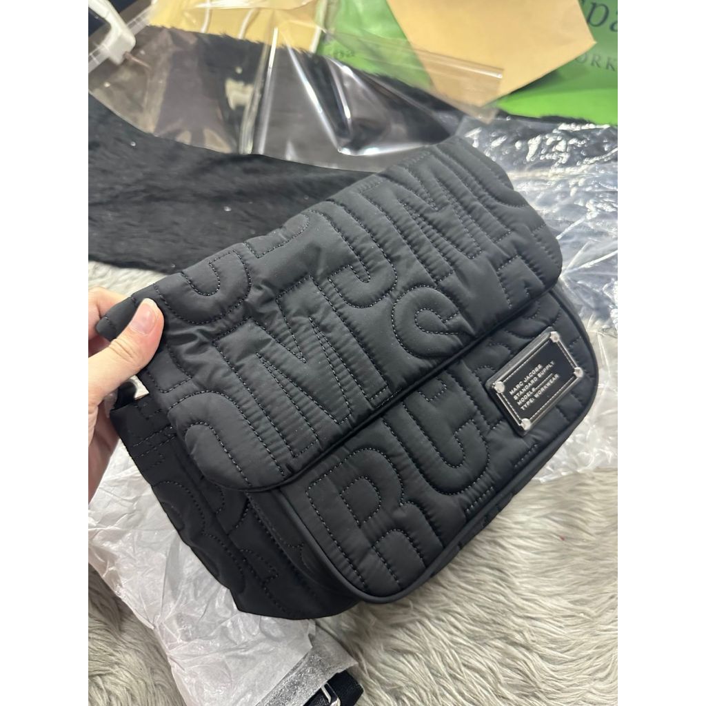 ORIG & IMPORTED MJ Nylon Jumbled Logo Messenger Black Bag
