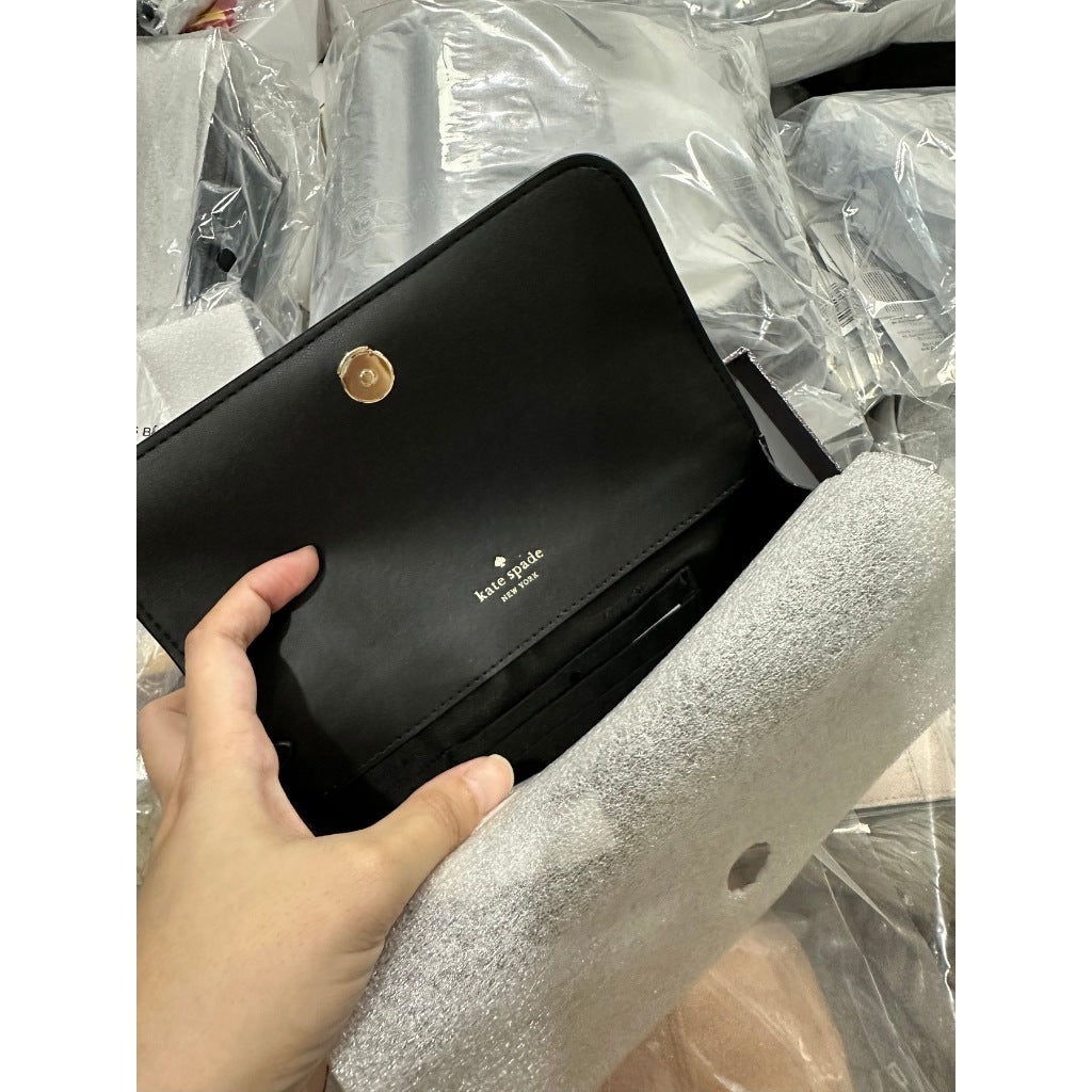 ORIG & IMPORTED KS Kenzie Boxed Glitter Medium Flap Wristlet Wallet Black Green