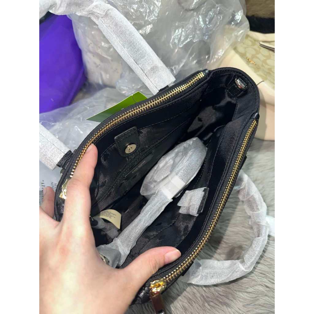 ORIG & IMPORTED KS Retail Dawn Place Embroidered Mini Kona Nylon Satchel Black Bag