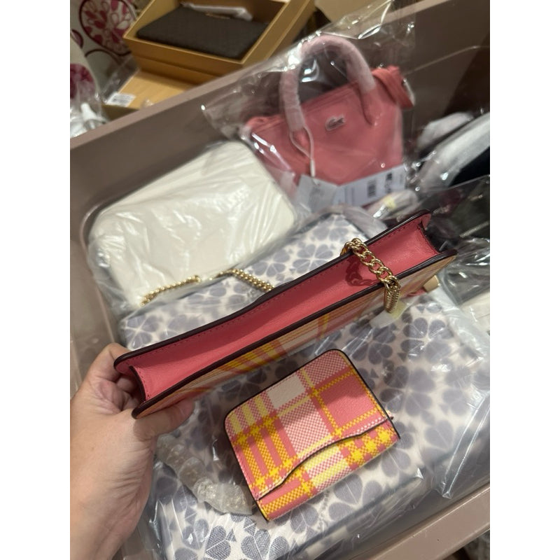 SALE! ❤️  CCH POPPY CROSSBODY PINK BAG WITH GARDEN PLAID PRINT