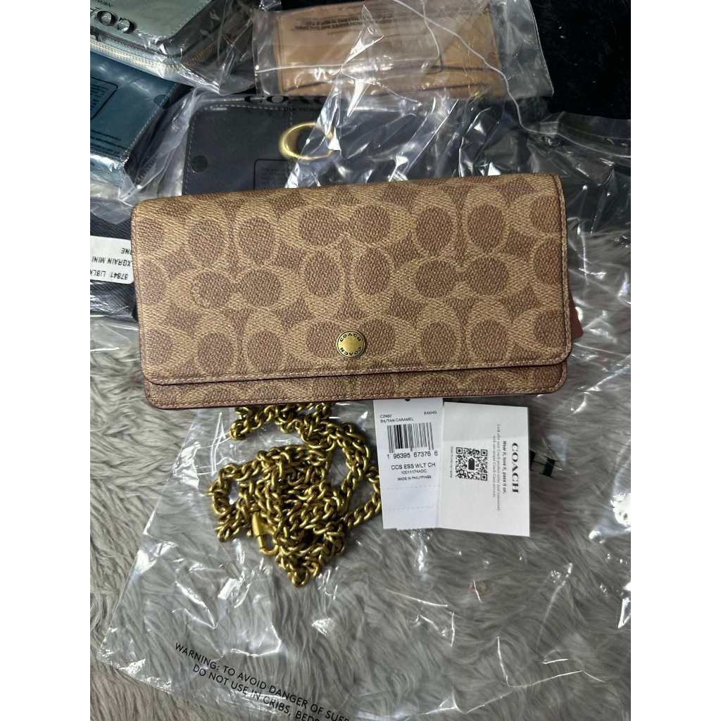ORIG & IMPORTED CCH Retail Evie Long Wallet With Chain In Signature Canvas Khaki Brown