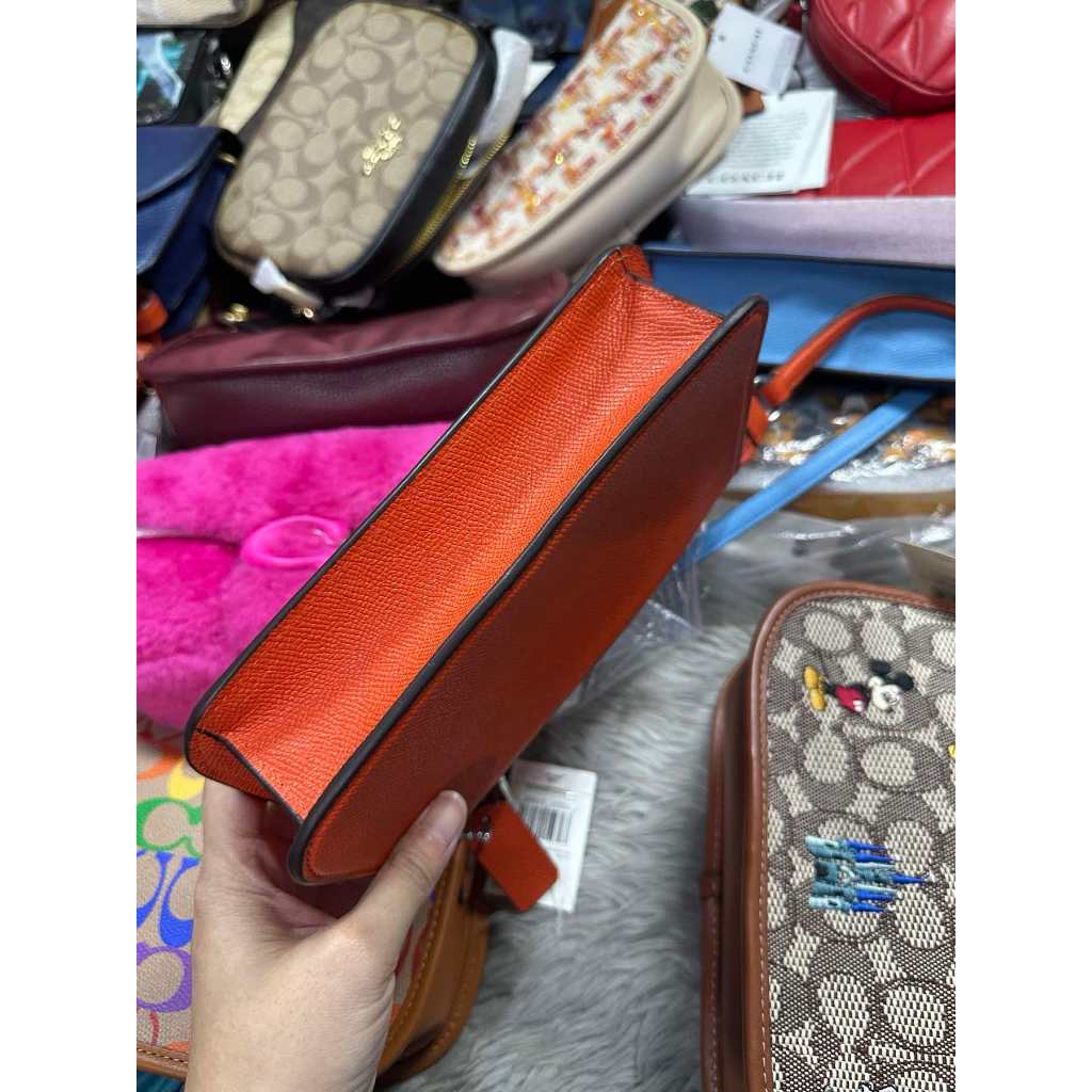 ORIG & IMPORTED CCH Retail Pouch Small Bag With Signature Canvas Interior ORANGE