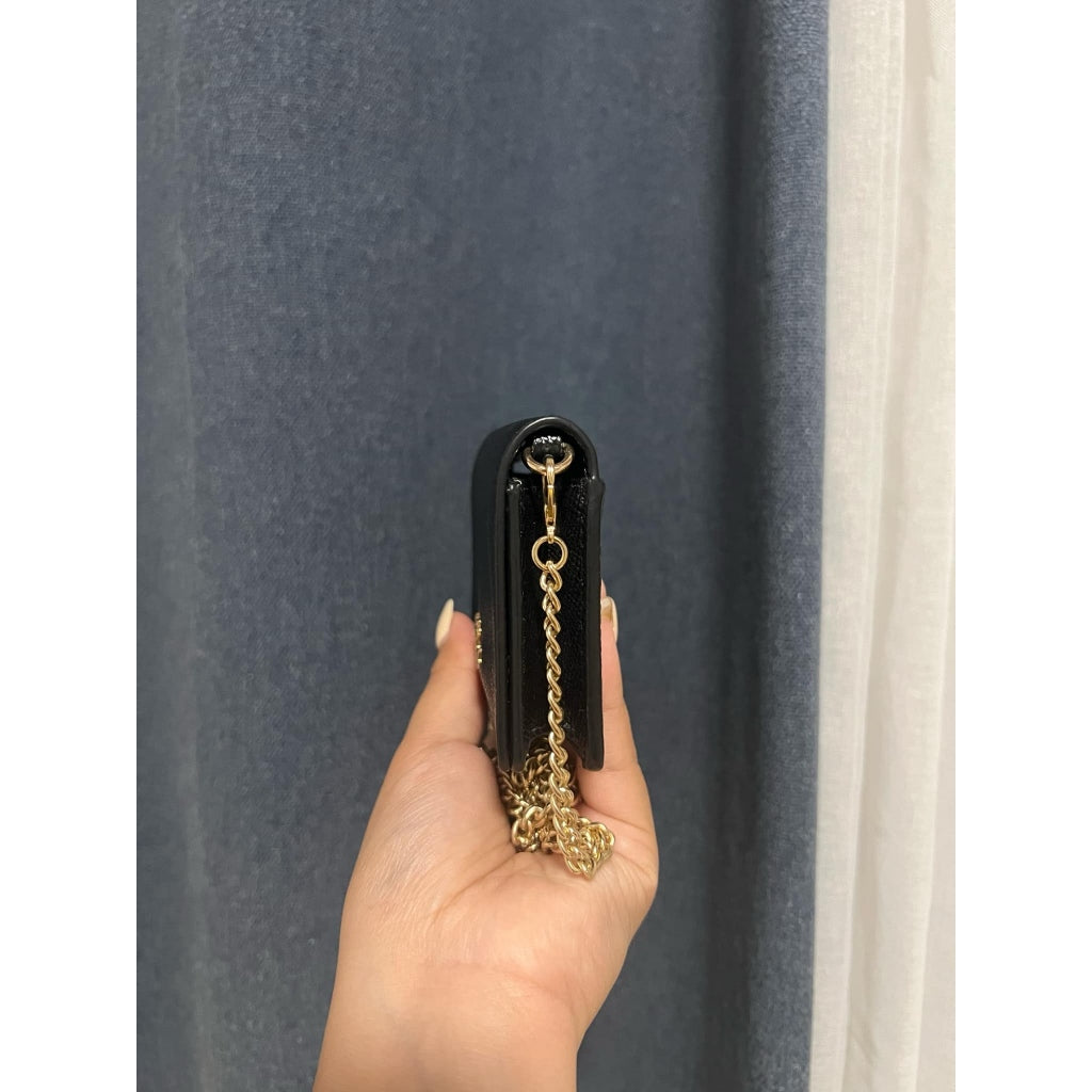 ORIG Preloved CCH MWOC Mini Wallet On A Chain Micro Bag Black Brown