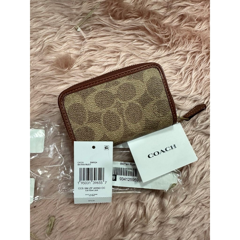 ORIG & IMPORTED CCH Retail Small Zip Around Card Case Wallet Brown/Tan