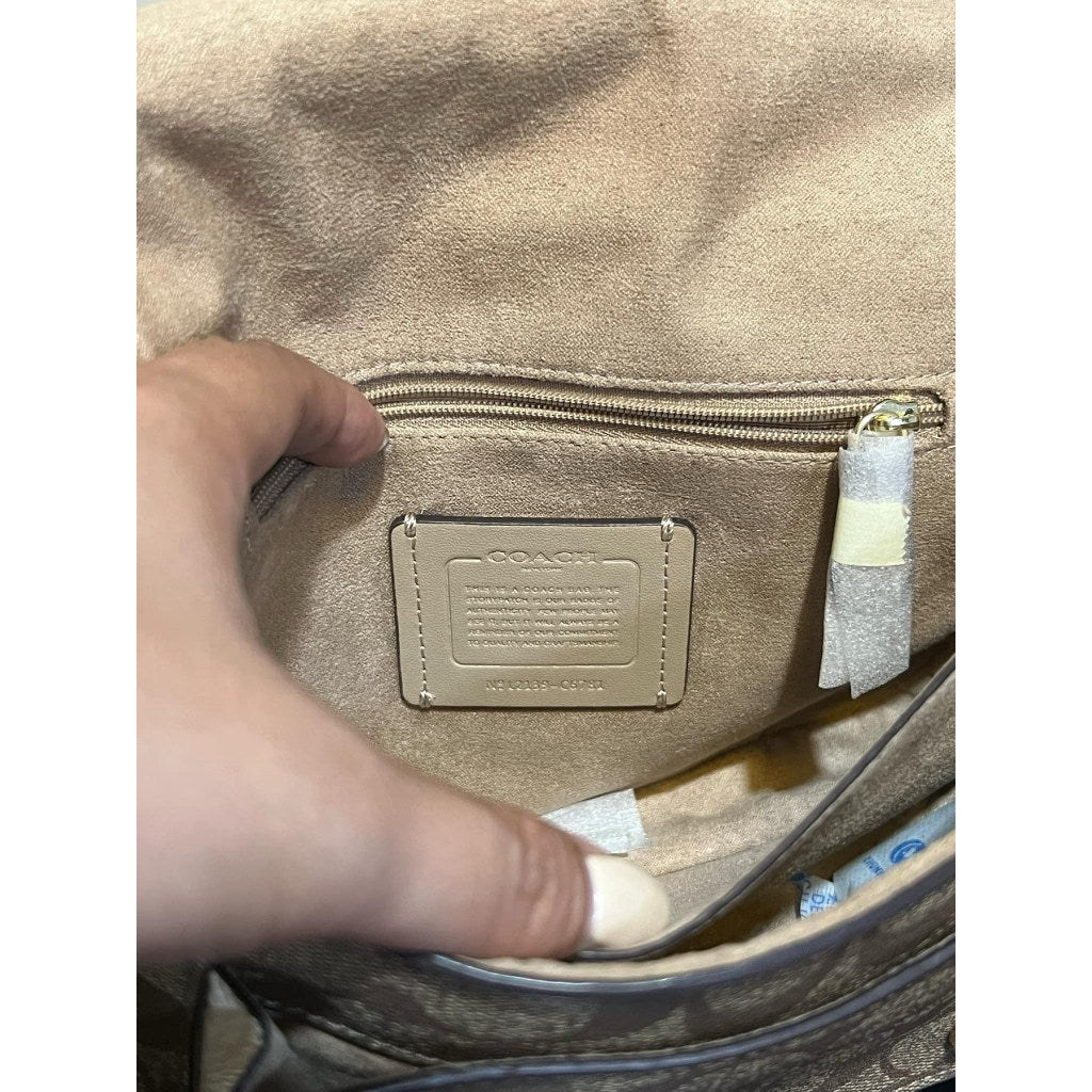 ORIG Preloved CCH RARE Lucy Crossbody Medium Flap Bag Khaki/White