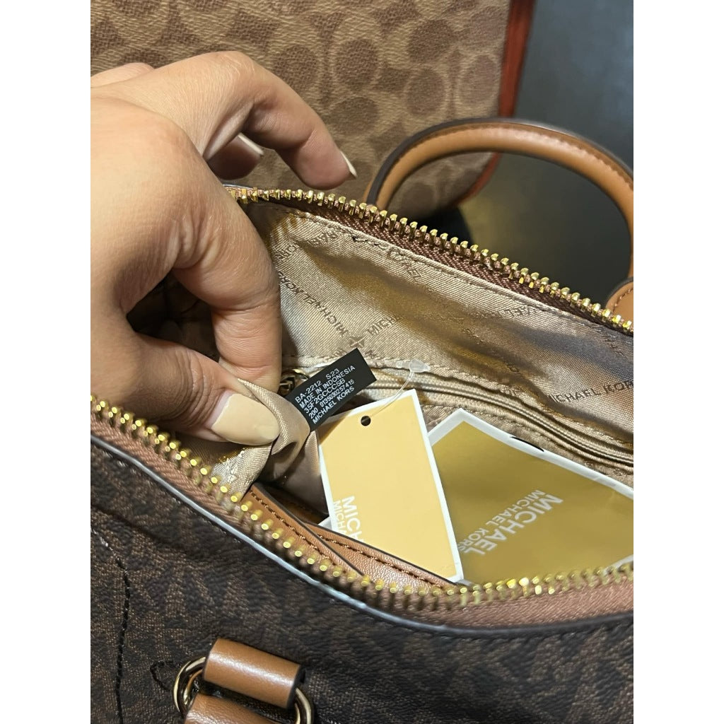 ORIG & IMPORTED MK Carine Extra-Small Mini Logo Satchel Brown Bag