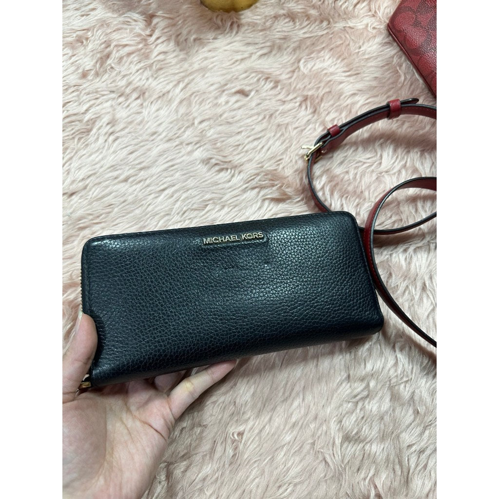 ORIG Preloved MK Leather Continental Long Wallet Wristlet