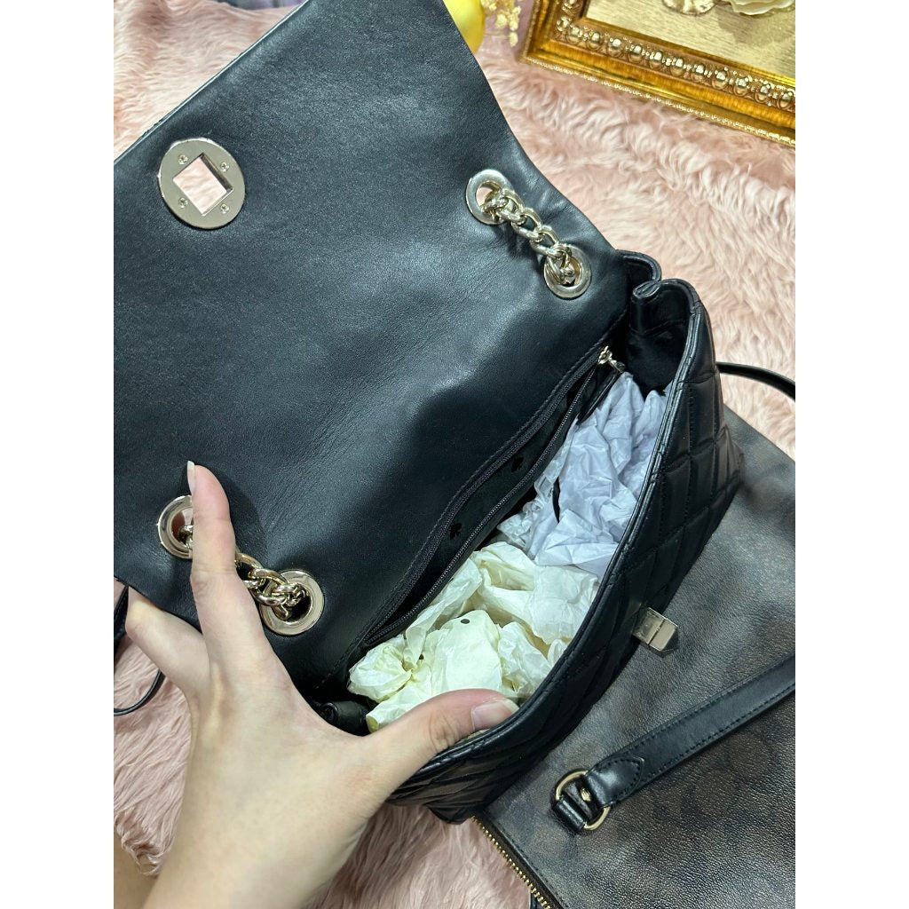 ORIG Preloved KS Natalia Smooth Quilted Medium Flap Black Bag