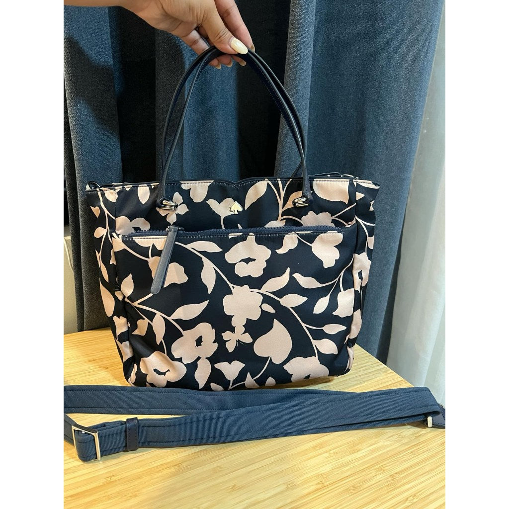 ORIG Preloved KS Jae Garden Floral Vine Medium Satchel Nylon Bag