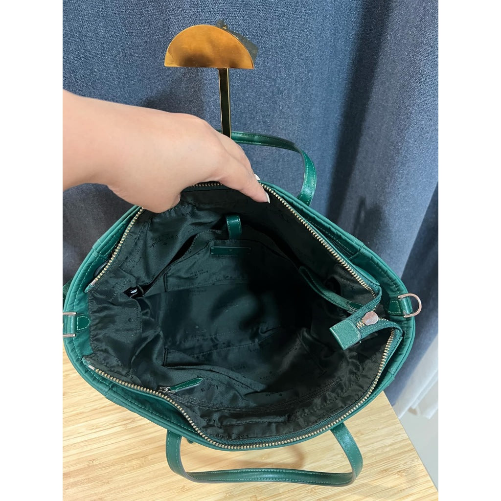 ORIG Preloved KS Chelsea Medium Satchel Nylon Bag Deep Jade Green