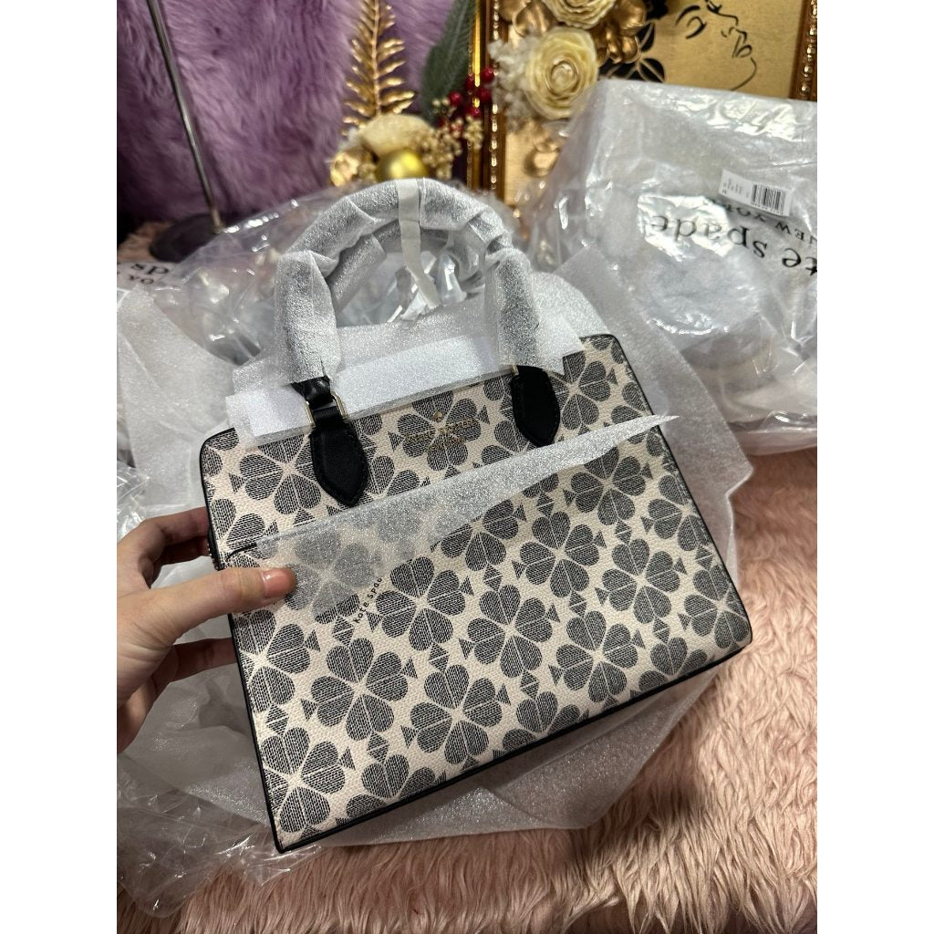 ORIG & IMPORTED KS Signature Spade Flower Small Satchel Bag Black