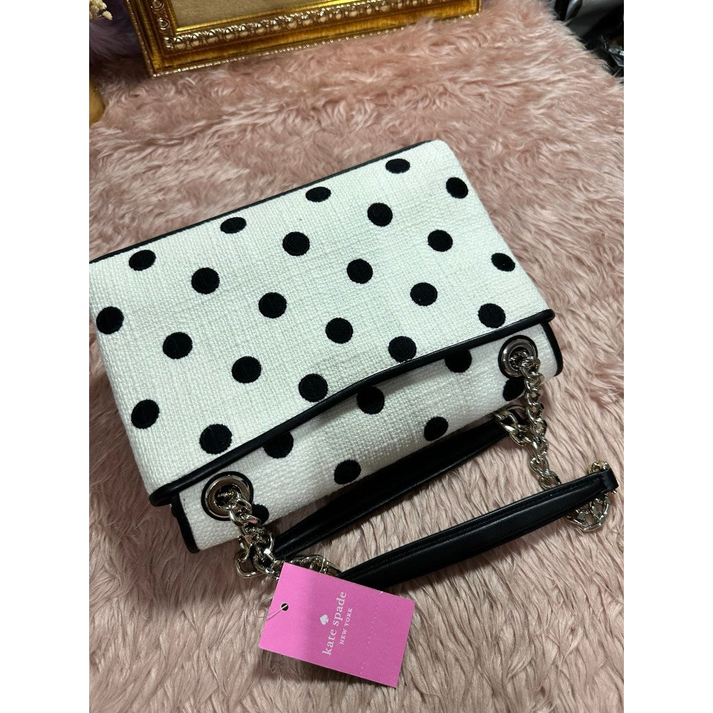 ORIG & IMPORTED KS Natalia Medium Flap Shoulder Bag Embroidered White Bag